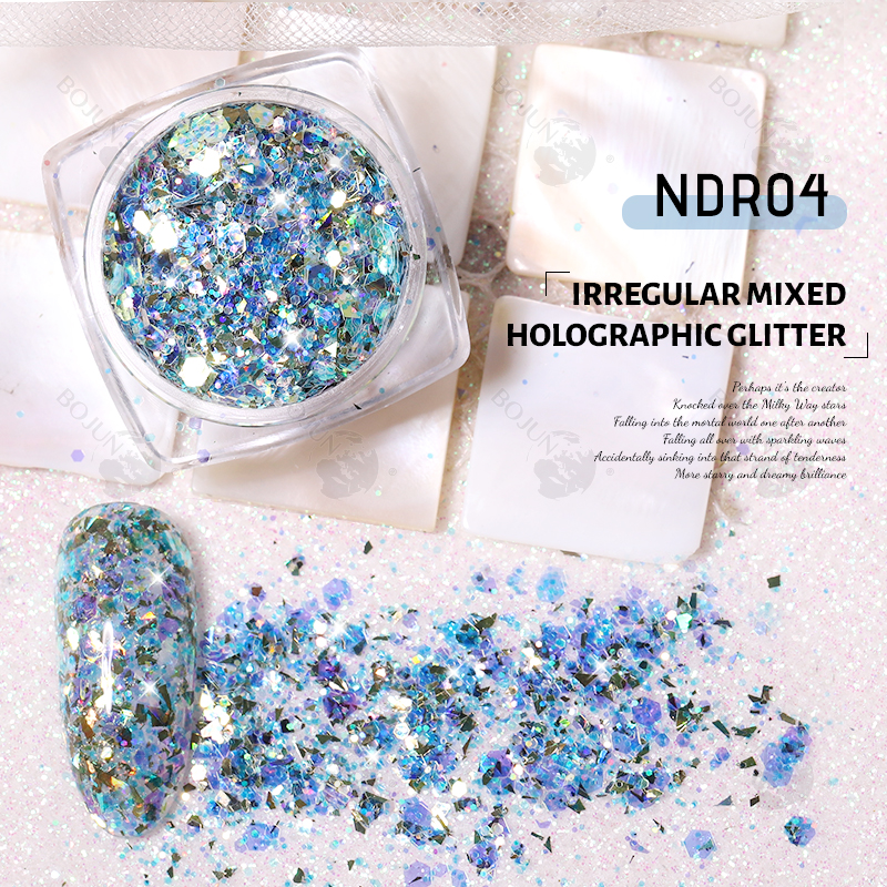 BOJUN NDR04 | Irregular Mixed Holographic Solvent Resistant Glitter Powder(1kg)